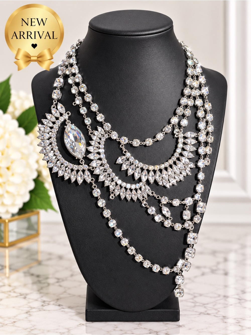 💎BCBG Max Azria Multi-Strand Crystal Statement Necklace 💎